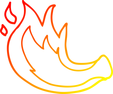 Bir insanın çizdiği gaz alevinin sıcak çizgi çizimi