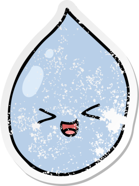 Bir insan tarafından çizilmiş karikatür yağmur damlasının sıkıntılı etiketi