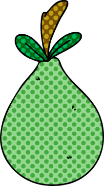 Bir insan tarafından çizilmiş çizgi roman tarzı tuhaf bir armut.