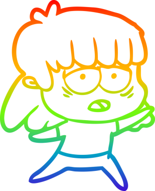 gökkuşağı gradyan çizgi çizimi bir insan tarafından çizilmiş yorgun bir kadın