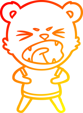 Bir insan tarafından çizilmiş kızgın bir çizgi film ayısının sıcak çizgi çizimi