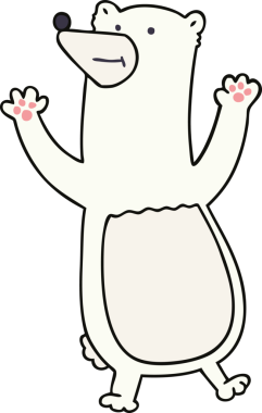 Bir insan tarafından çizilmiş garip karikatür kutup ayısı.