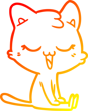 Bir insan tarafından çizilmiş çizgi film kedisinin sıcak çizgi çizimi