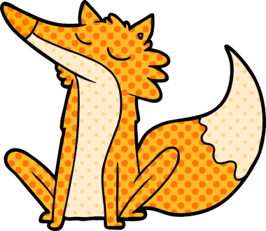 Bir insan tarafından çizilmiş tilki çizgi film karakteri