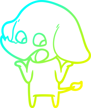 Bir insan tarafından çizilmiş şirin bir filin soğuk gradyan çizgisi