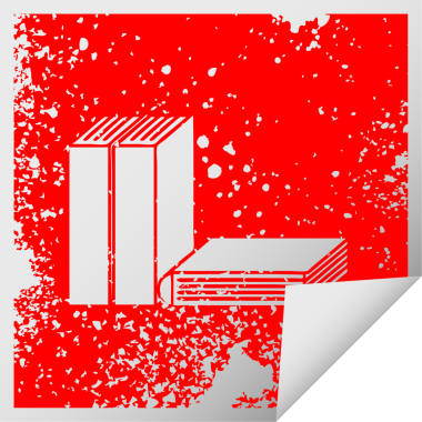 Bir insan tarafından çizilmiş bir kitap sembolünün kare soyma etiketi.