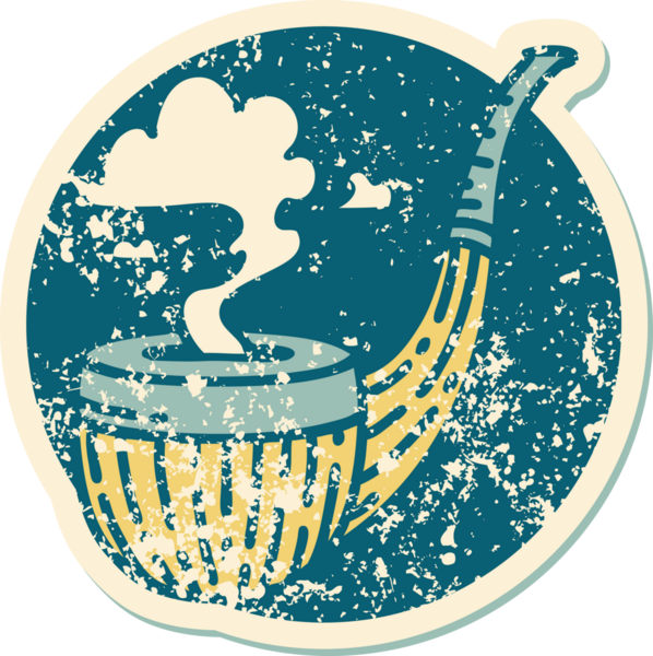 Bir insan tarafından çizilen sigara tiryakisi piposunun sembolik dövmeli görüntüsü