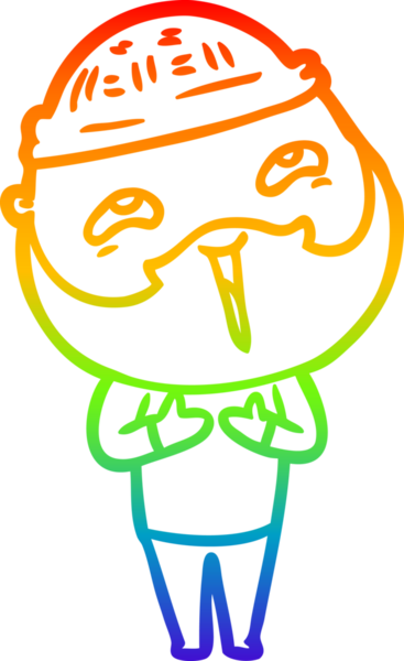 Bir insan tarafından çizilmiş mutlu sakallı bir adamın çizgi çizimi.