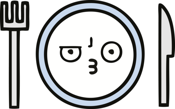 Bir insan tarafından çizilmiş yemek tabağı karikatürü.