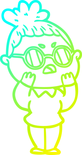 Bir insan tarafından çizilmiş bir çizgi filmin soğuk gradyan çizimi.