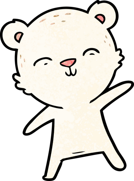 Bir insan tarafından çizilmiş mutlu kutup ayısı çizgi filmi.