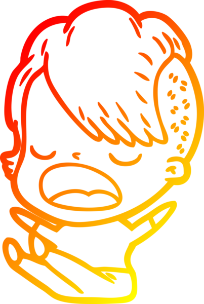 Bir insan tarafından çizilmiş havalı bir hippi kızın sıcak çizgi çizimi.