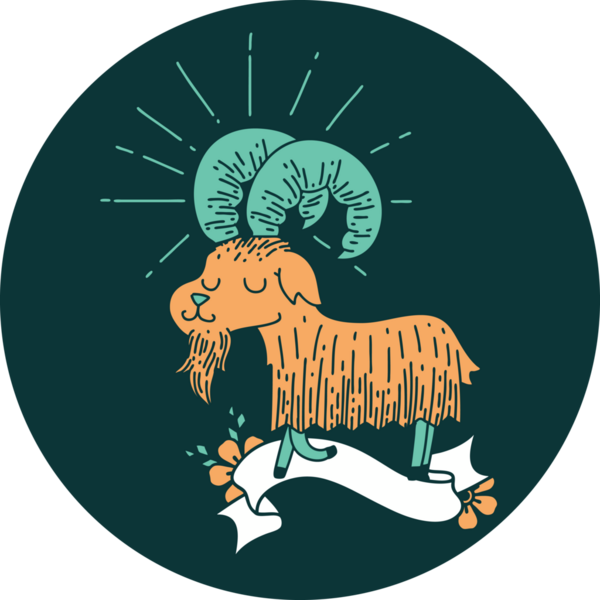 Bir insan tarafından çizilen mutlu keçi dövmesi ikonu