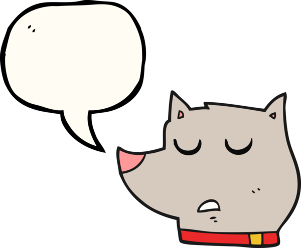 Bir insan tarafından çizilmiş serbest konuşma balonu çizgi film köpeği.