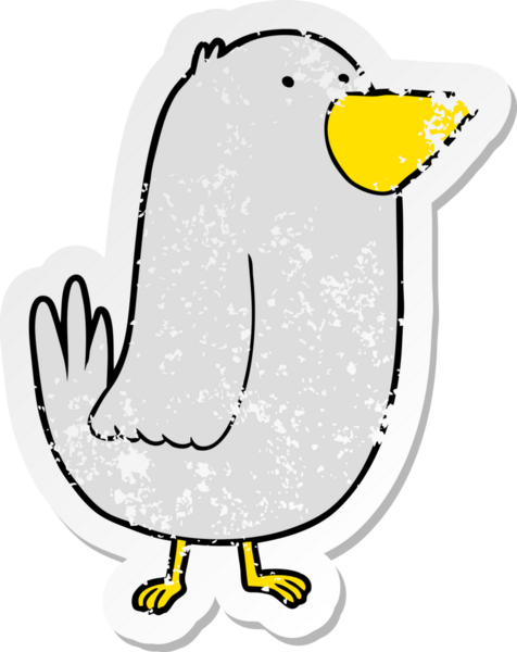 Bir insan tarafından çizilmiş karikatür kuşunun sıkıntılı çıkartması