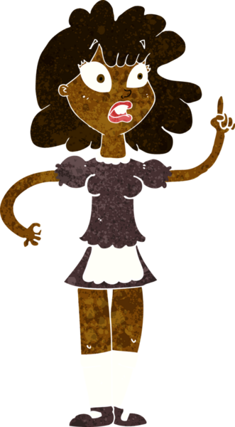 Bir insan tarafından çizilmiş endişeli bir hizmetçi.