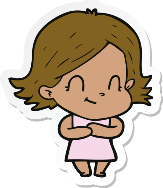 Bir insan tarafından çizilmiş, karikatür dostu bir kızın çıkartması.