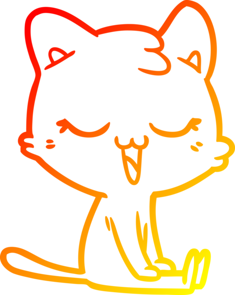 Bir insan tarafından çizilmiş çizgi film kedisinin sıcak çizgi çizimi