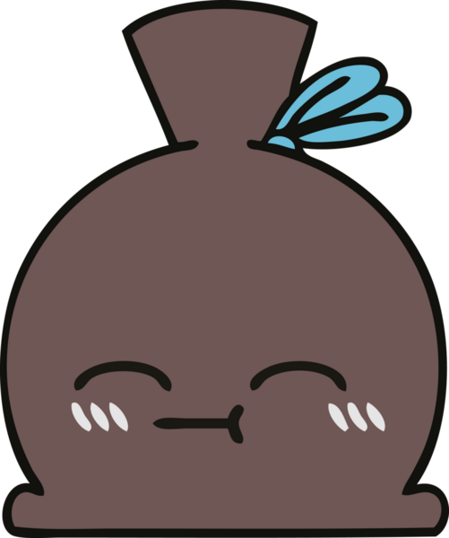 Bir insan tarafından çizilmiş şirin bir çuval karikatürü