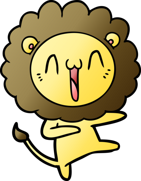 Bir insan tarafından çizilmiş mutlu çizgi film aslanı.