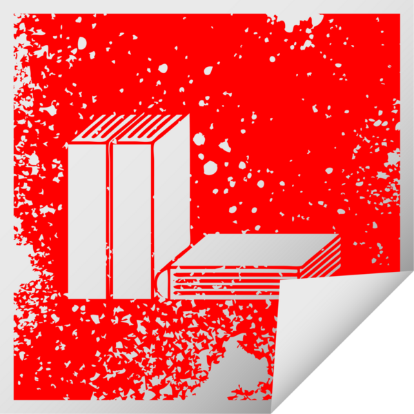 Bir insan tarafından çizilmiş bir kitap sembolünün kare soyma etiketi.