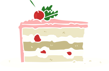 Bir insan tarafından çizilmiş düz renkli tatlı pastası.