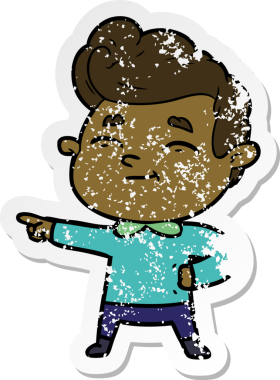 Bir insan tarafından çizilmiş mutlu bir çizgi film karakterinin sıkıntılı çıkartması.