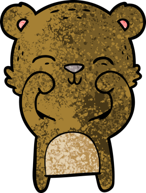 Bir insan tarafından çizilmiş mutlu çizgi film ayısı.