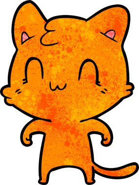 Bir insan tarafından çizilmiş mutlu bir kedi.