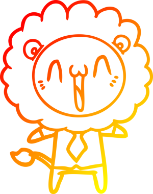 Bir insan tarafından çizilmiş mutlu çizgi film aslanının sıcak çizgi çizimi