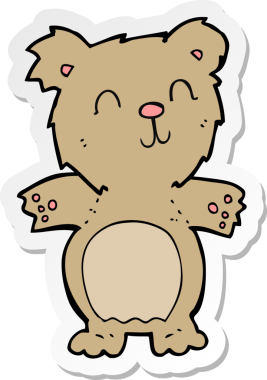 Bir insan tarafından çizilmiş şirin bir oyuncak ayının çıkartması.