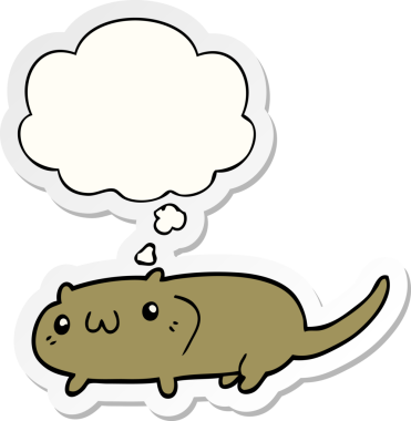 Düşünce baloncuklu çizgi film kedisi insan tarafından çizilmiş bir çıkartma.