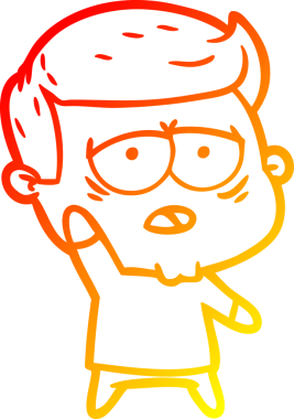 Bir insan tarafından çizilmiş, yorgun bir adamın çizgi çizimi.