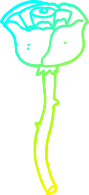 Bir insanın çizdiği karikatür çiçeğinin soğuk gradyan çizgisi.