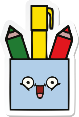 Bir insan tarafından çizilmiş şirin bir kalem kapının çıkartması.