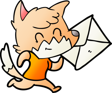 Bir insan tarafından çizilmiş mutlu tilki çizgi filmi.