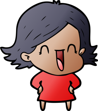 Bir insan tarafından çizilmiş gülen kadın çizgi filmi.