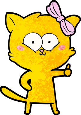 Bir insan tarafından çizilmiş çizgi film kedisi.