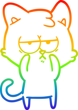 gökkuşağı gradyan çizimi bir insan tarafından çizilmiş sıkılmış çizgi film kedisi