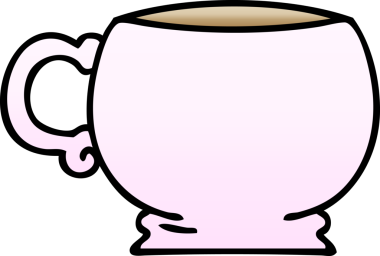 bir insan tarafından çizilmiş gölgelenmiş garip karikatür kupası