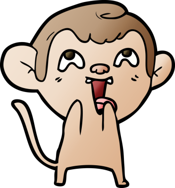 Bir insan tarafından çizilmiş çılgın çizgi film maymunu