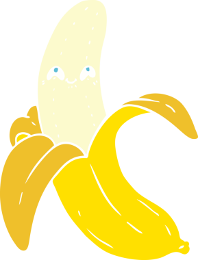 düz renk çizgi film çılgın mutlu muz bir insan tarafından çizilmiş