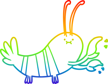 gökkuşağı gradyan çizimi bir insan tarafından çizilmiş bir ıstakoz çizgi filmi