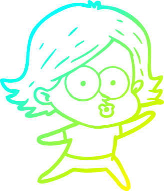 Bir insan tarafından somurtulmuş çizgi film kızı çizimi.