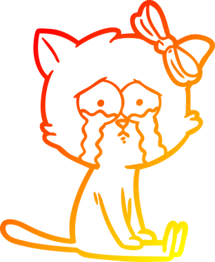 Bir insan tarafından çizilmiş çizgi film kedisinin sıcak çizgi çizimi