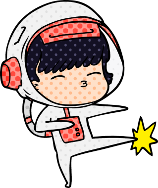 Bir insan tarafından çizilmiş meraklı astronot çizgi filmi.