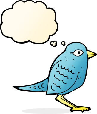 Bir insan tarafından çizilmiş düşünce baloncuklu bahçe kuşu.