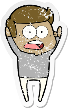 Bir insan tarafından çizilen şok olmuş bir adamın karikatür çıkartması.