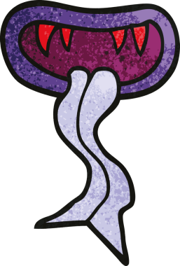 Bir insan tarafından çizilmiş karalama canavarı ağzı.