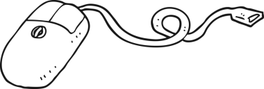 Bir insan tarafından çizilmiş siyah beyaz çizgi film bilgisayar faresi